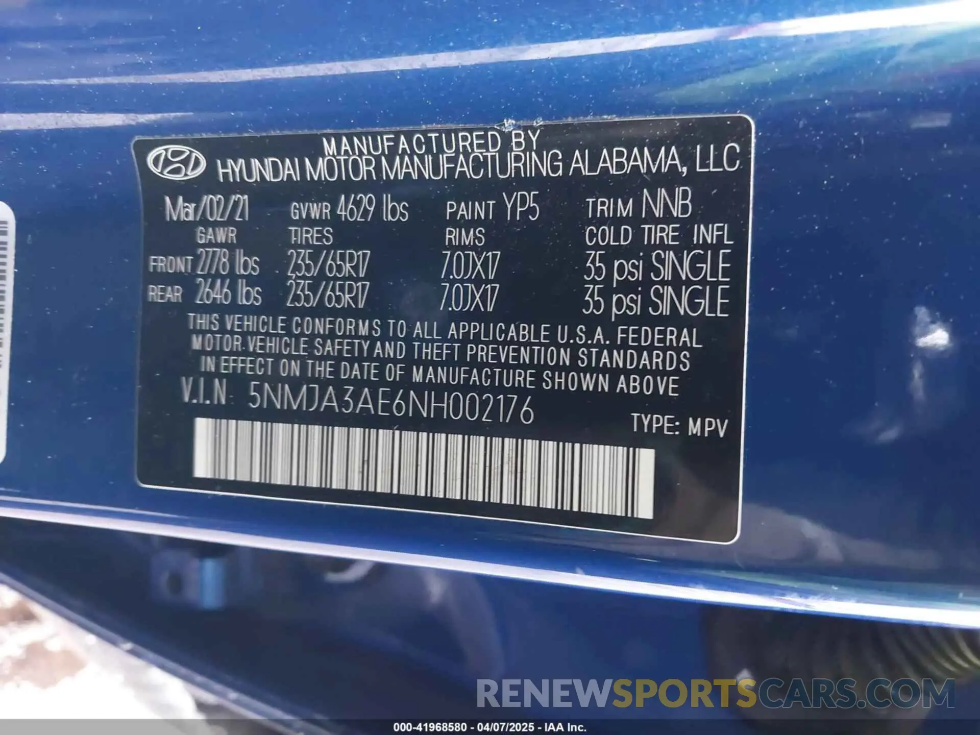 9 fotografías del automóvil dañado 5NMJA3AE6NH002176 HYUNDAI TUCSON 2022