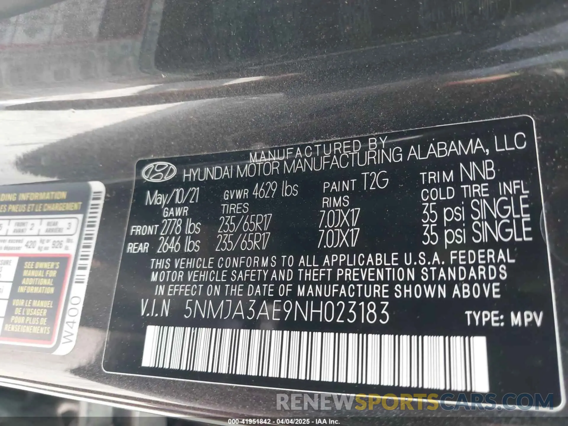 9 fotografías del automóvil dañado 5NMJA3AE9NH023183 HYUNDAI TUCSON 2022