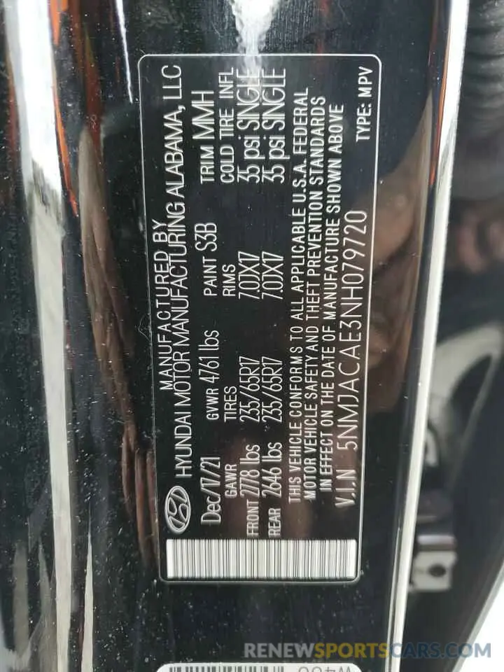 14 fotografías del automóvil dañado 5NMJACAE3NH079720 HYUNDAI TUCSON 2022