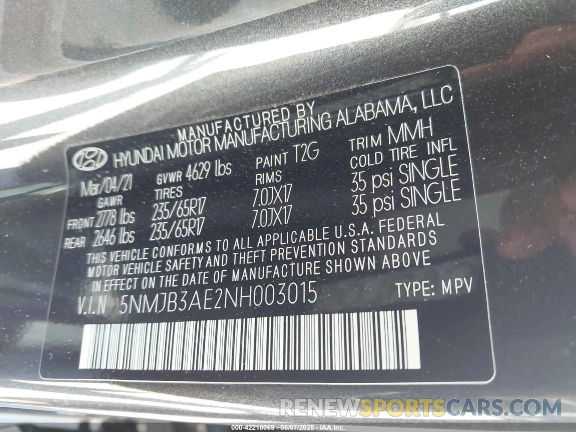 9 fotografías del automóvil dañado 5NMJB3AE2NH003015 HYUNDAI TUCSON 2022