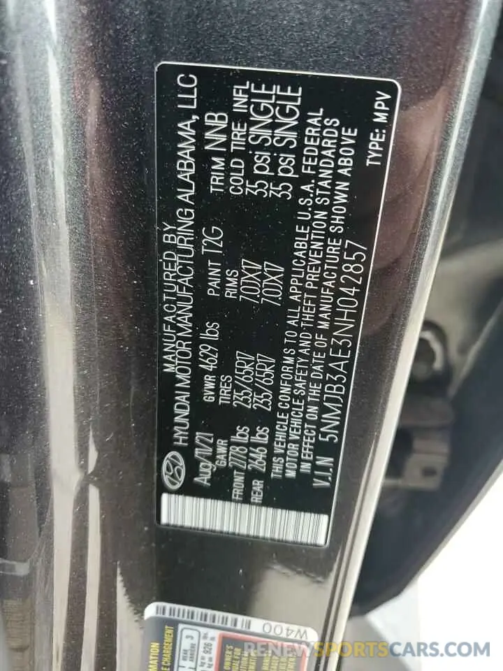 13 fotografías del automóvil dañado 5NMJB3AE3NH042857 HYUNDAI TUCSON 2022