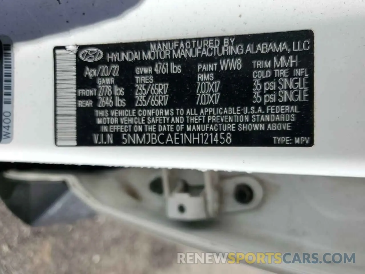 13 fotografías del automóvil dañado 5NMJBCAE1NH121458 HYUNDAI TUCSON 2022
