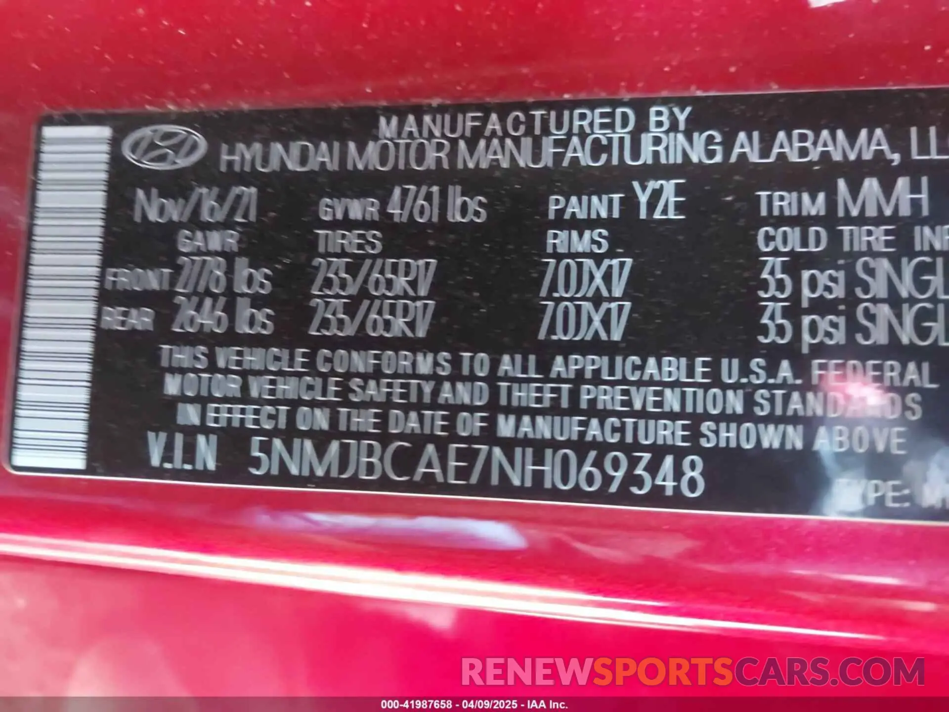 9 fotografías del automóvil dañado 5NMJBCAE7NH069348 HYUNDAI TUCSON 2022