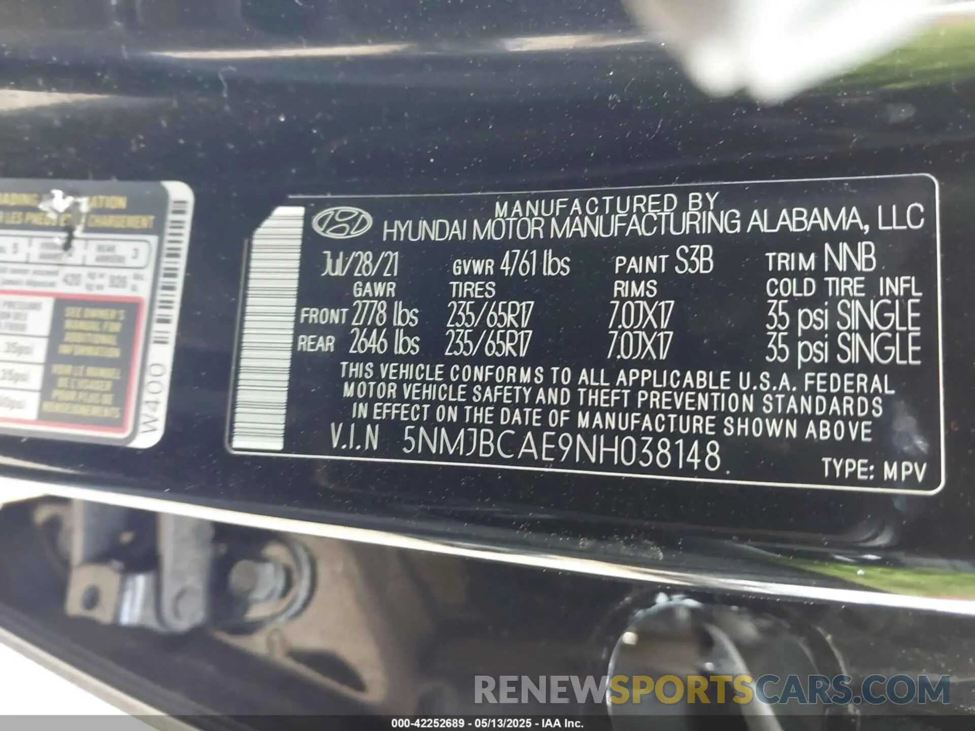9 fotografías del automóvil dañado 5NMJBCAE9NH038148 HYUNDAI TUCSON 2022
