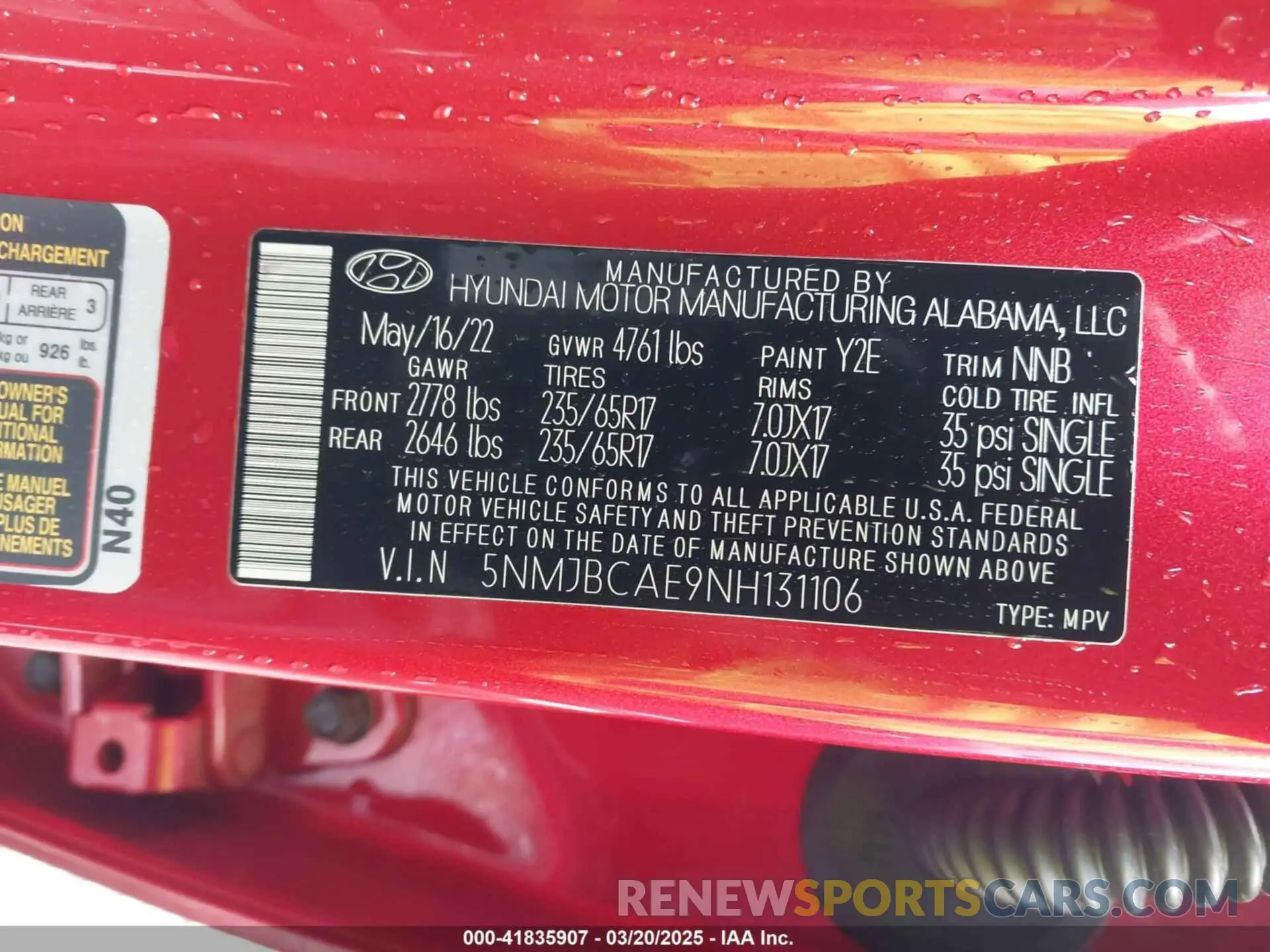 9 fotografías del automóvil dañado 5NMJBCAE9NH131106 HYUNDAI TUCSON 2022