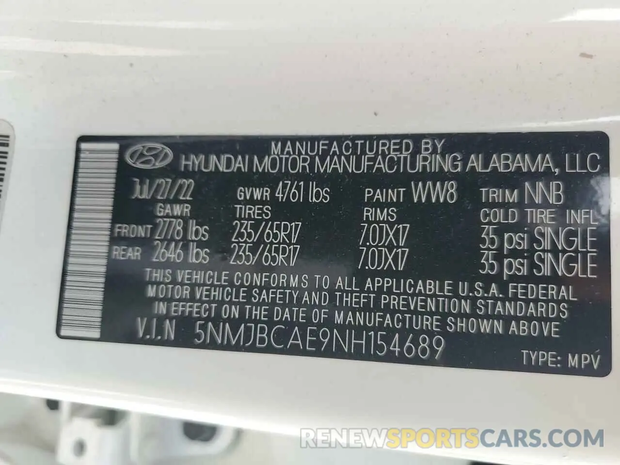 14 fotografías del automóvil dañado 5NMJBCAE9NH154689 HYUNDAI TUCSON 2022