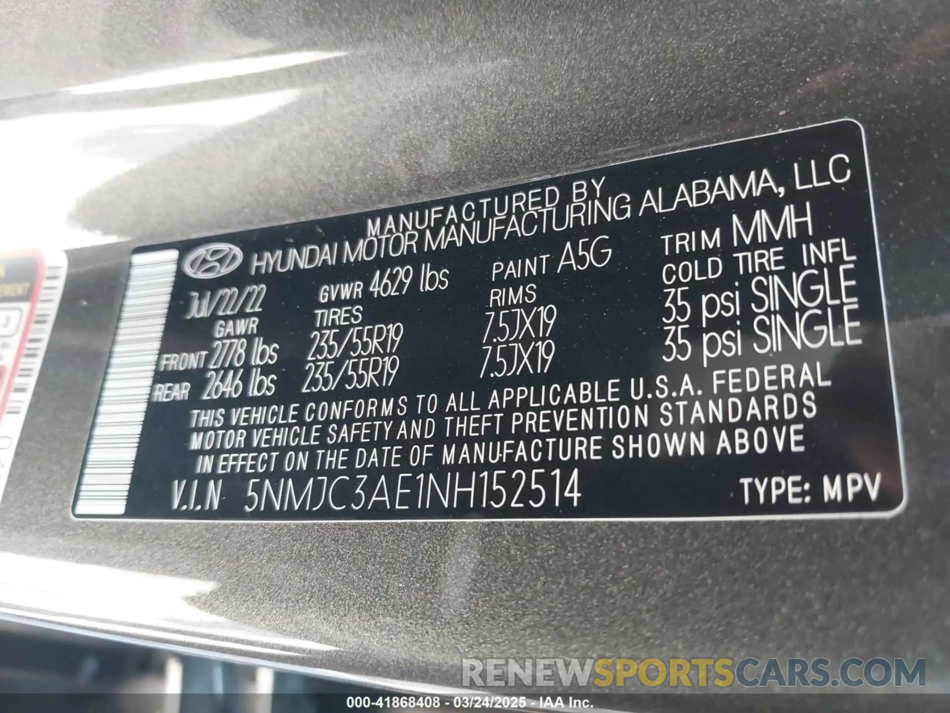 9 fotografías del automóvil dañado 5NMJC3AE1NH152514 HYUNDAI TUCSON 2022