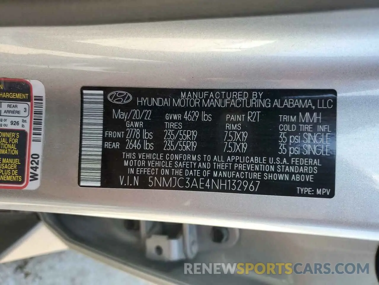 14 fotografías del automóvil dañado 5NMJC3AE4NH132967 HYUNDAI TUCSON 2022
