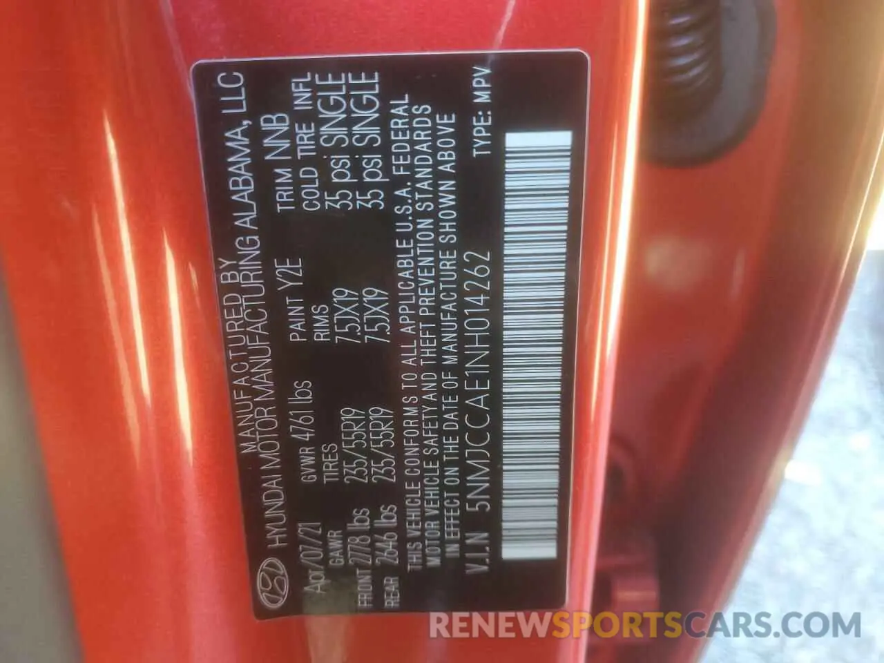 12 fotografías del automóvil dañado 5NMJCCAE1NH014262 HYUNDAI TUCSON 2022