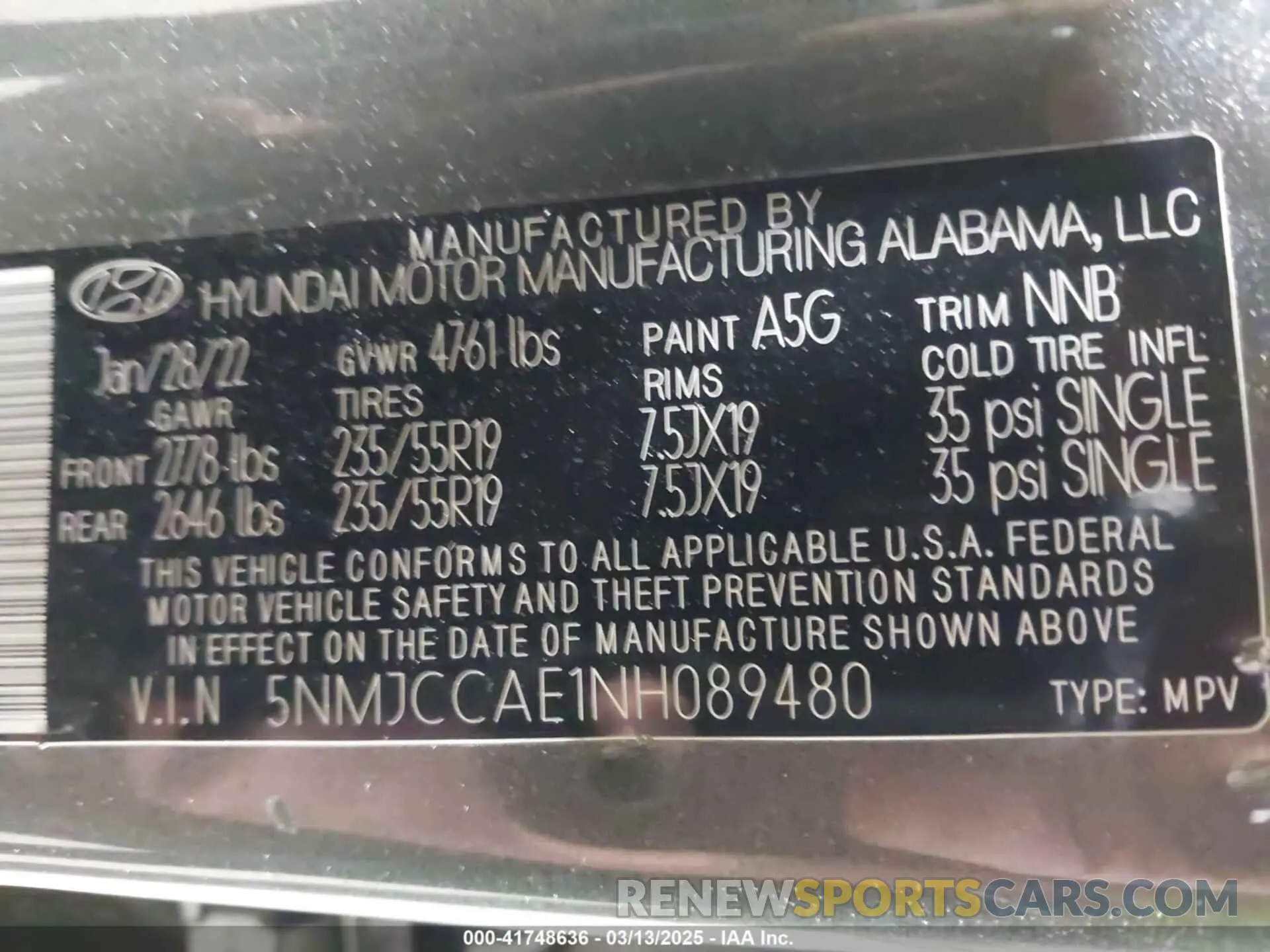 9 fotografías del automóvil dañado 5NMJCCAE1NH089480 HYUNDAI TUCSON 2022
