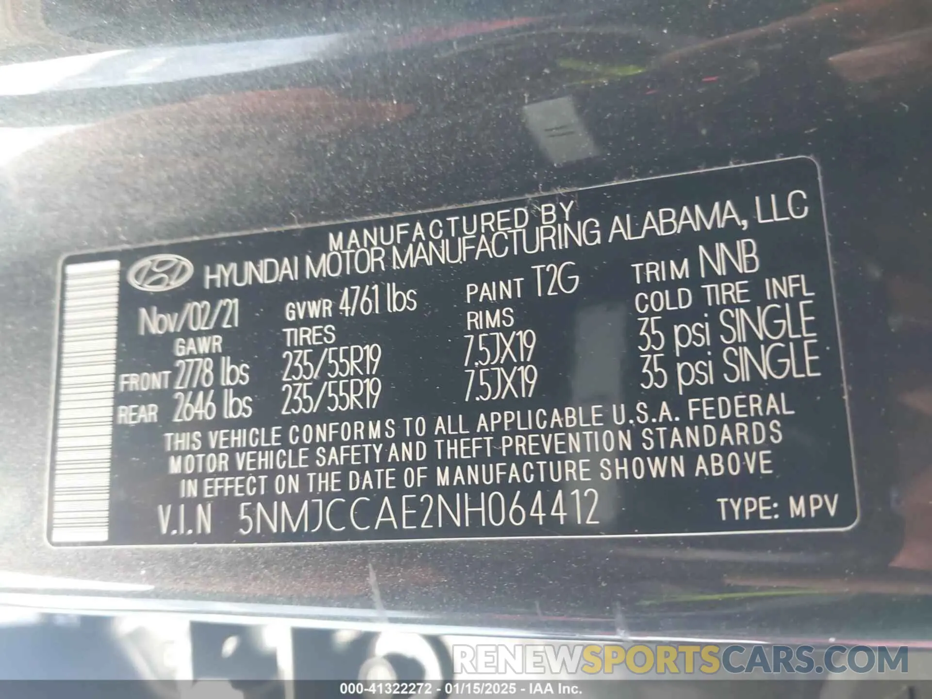 9 fotografías del automóvil dañado 5NMJCCAE2NH064412 HYUNDAI TUCSON 2022