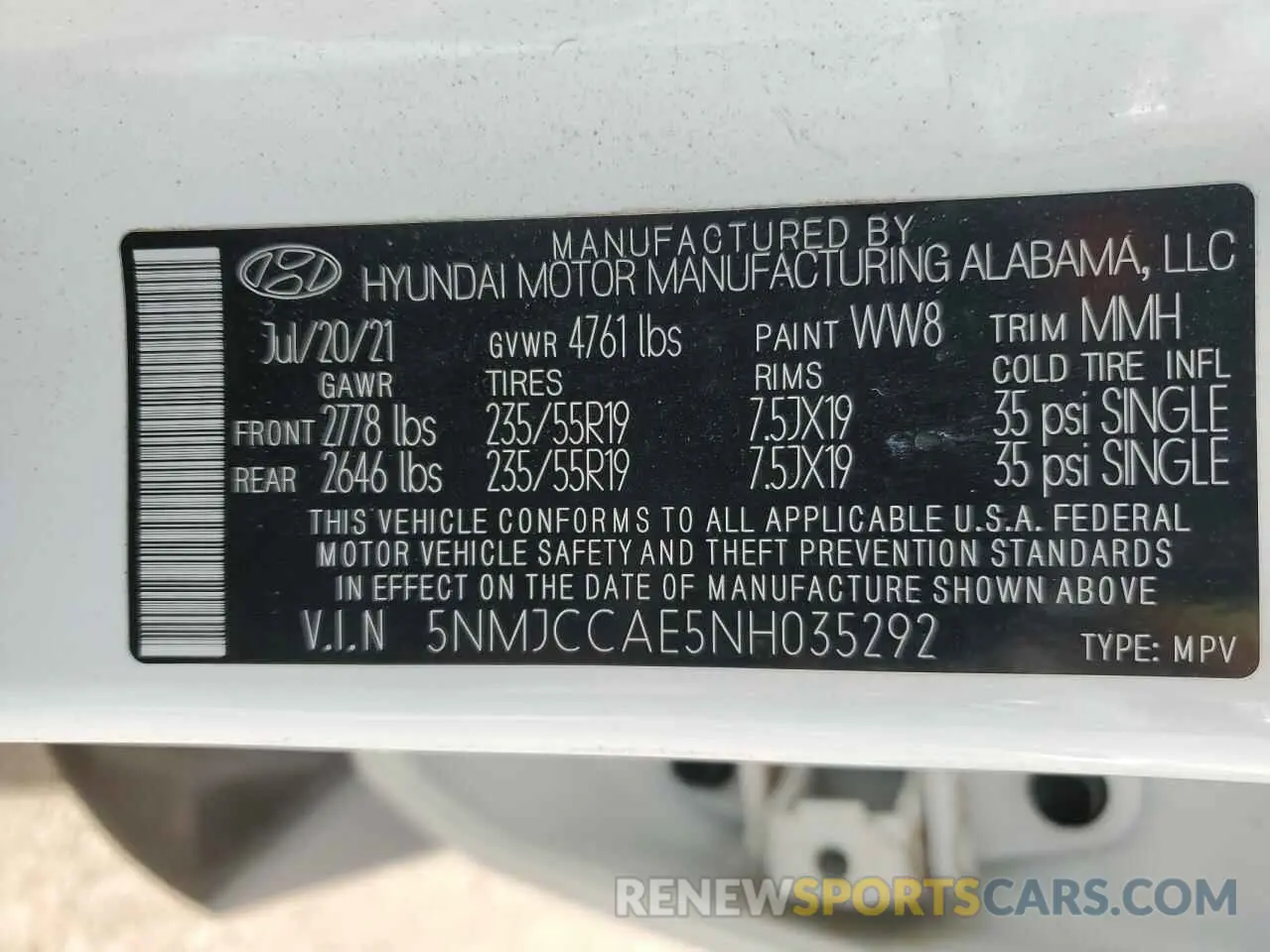 15 fotografías del automóvil dañado 5NMJCCAE5NH035292 HYUNDAI TUCSON 2022