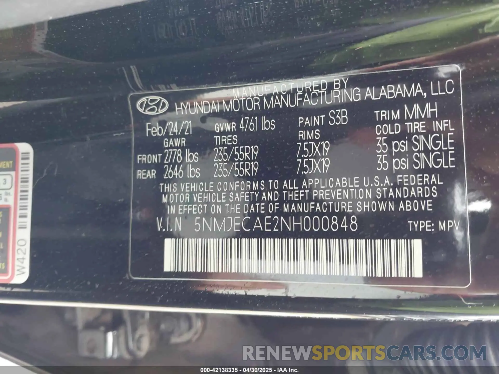 9 fotografías del automóvil dañado 5NMJECAE2NH000848 HYUNDAI TUCSON 2022