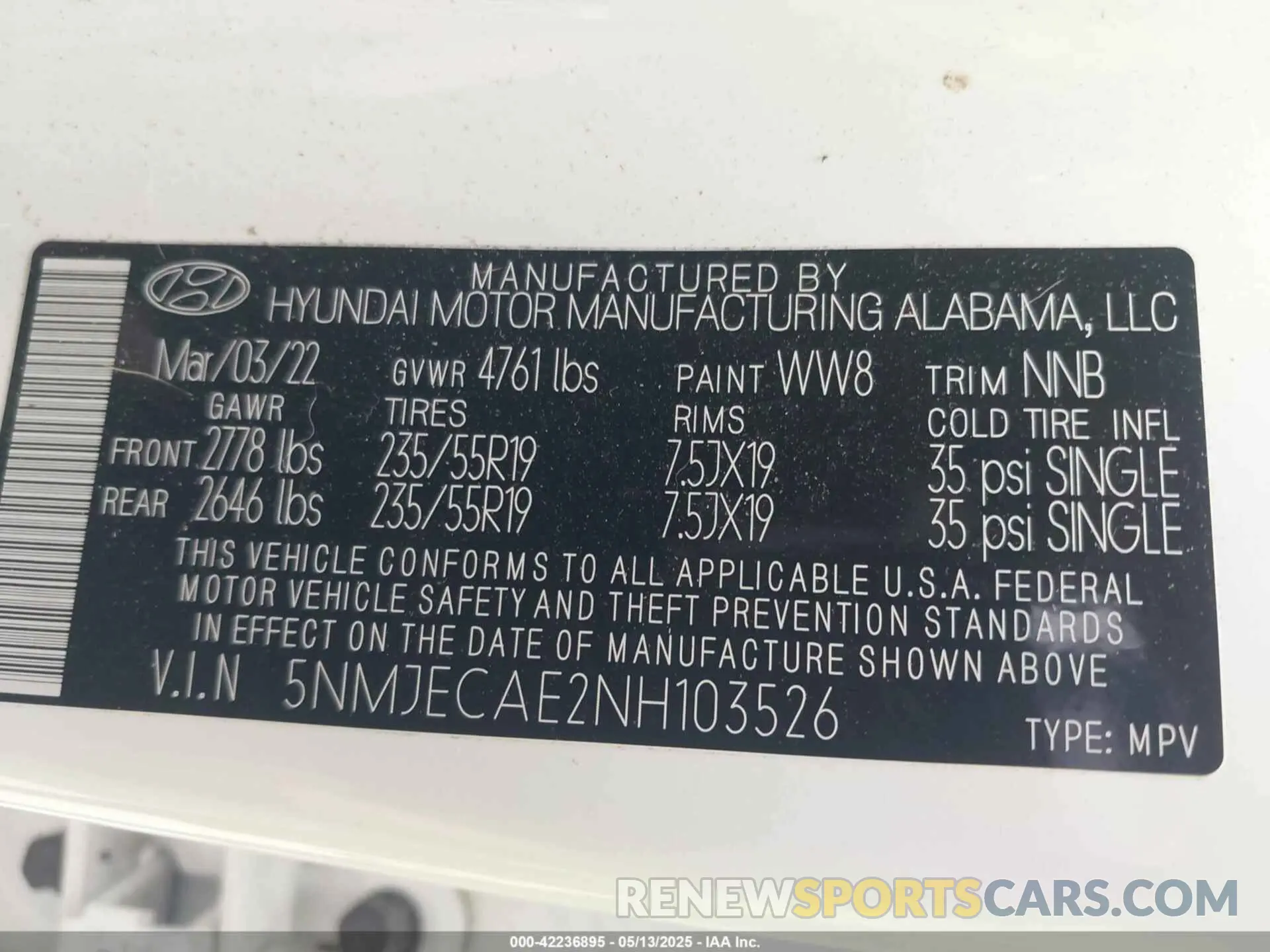 9 fotografías del automóvil dañado 5NMJECAE2NH103526 HYUNDAI TUCSON 2022