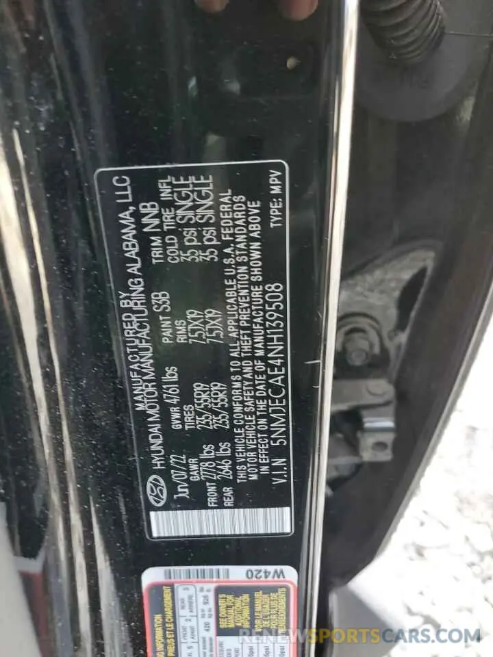 13 fotografías del automóvil dañado 5NMJECAE4NH139508 HYUNDAI TUCSON 2022
