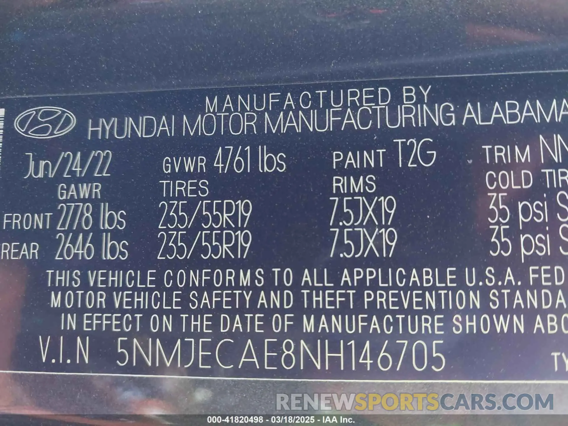 9 fotografías del automóvil dañado 5NMJECAE8NH146705 HYUNDAI TUCSON 2022