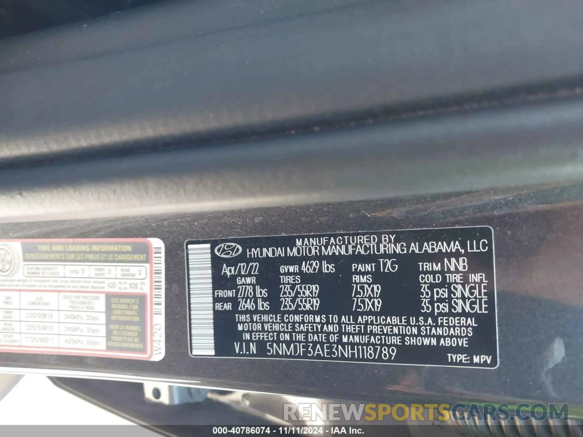 9 fotografías del automóvil dañado 5NMJF3AE3NH118789 HYUNDAI TUCSON 2022