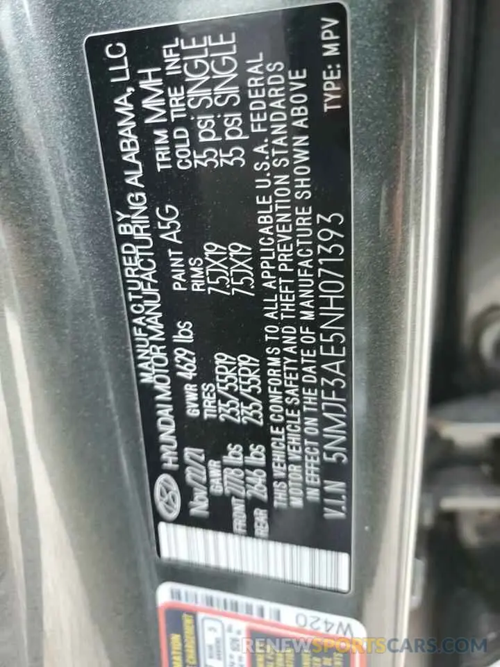 14 fotografías del automóvil dañado 5NMJF3AE5NH071393 HYUNDAI TUCSON 2022