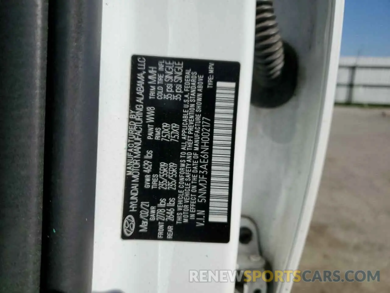 12 fotografías del automóvil dañado 5NMJF3AE6NH002177 HYUNDAI TUCSON 2022