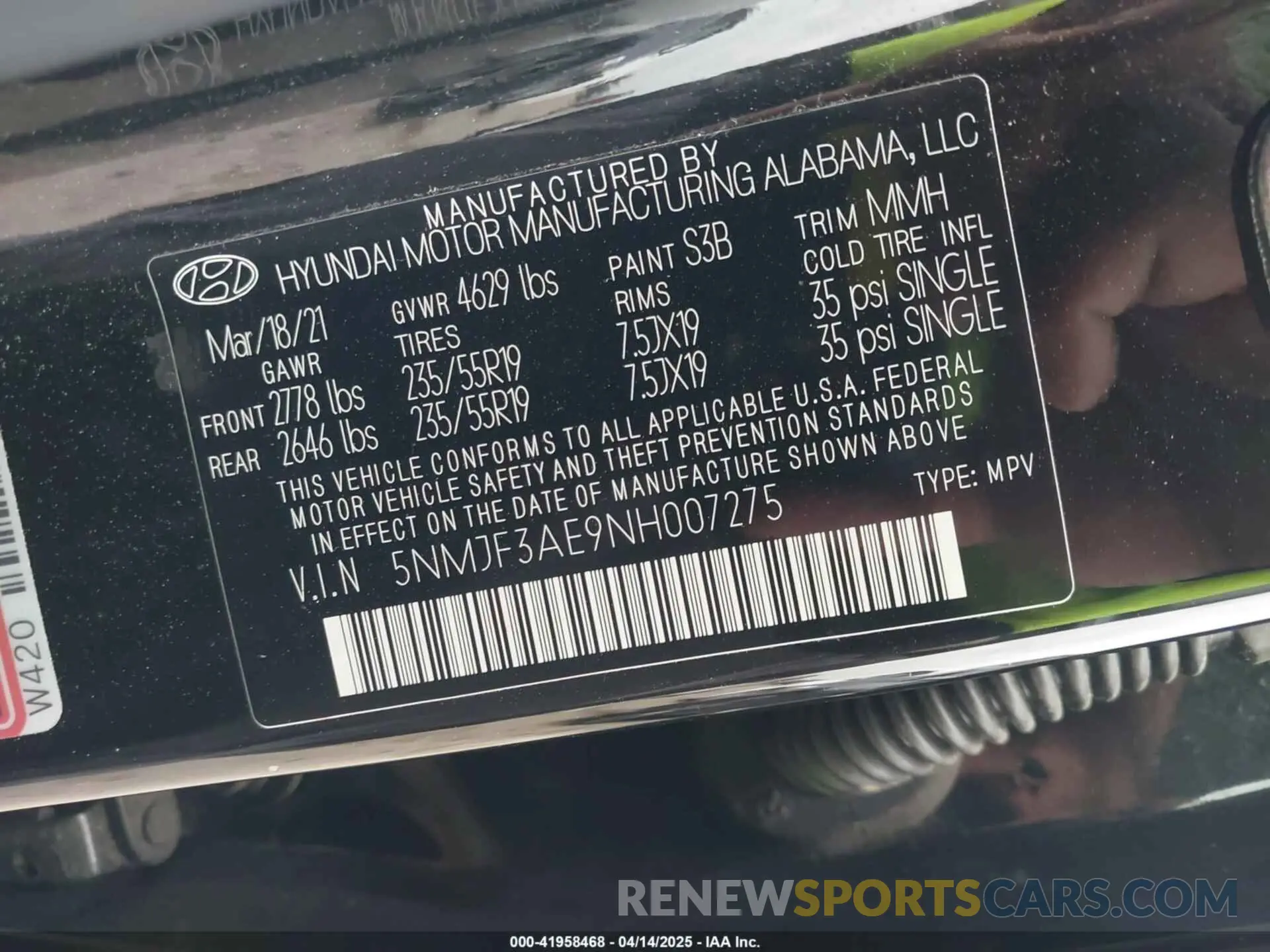9 fotografías del automóvil dañado 5NMJF3AE9NH007275 HYUNDAI TUCSON 2022