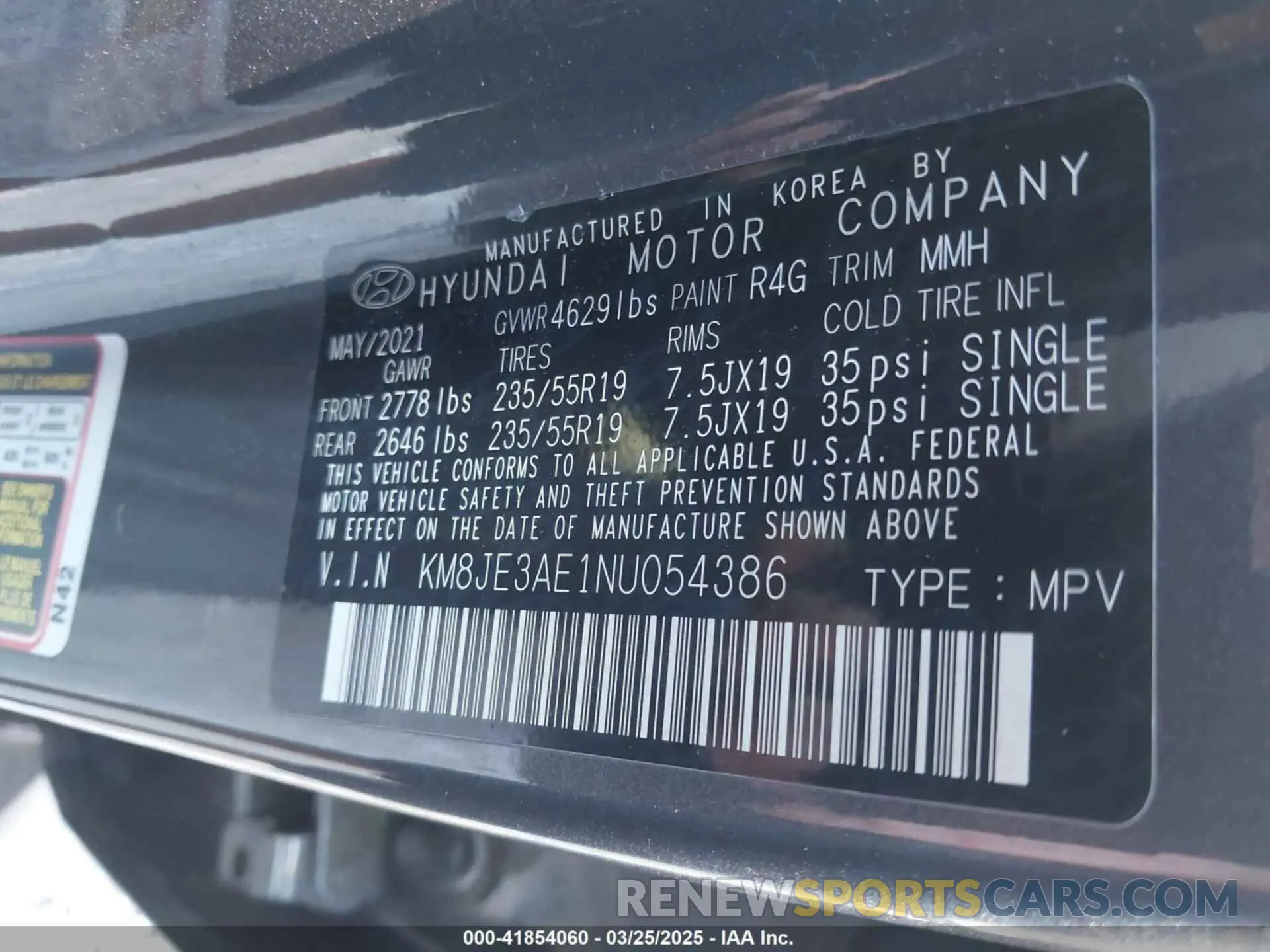 9 fotografías del automóvil dañado KM8JE3AE1NU054386 HYUNDAI TUCSON 2022