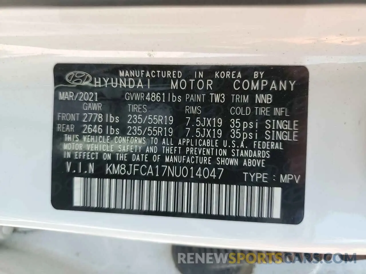14 fotografías del automóvil dañado KM8JFCA17NU014047 HYUNDAI TUCSON 2022