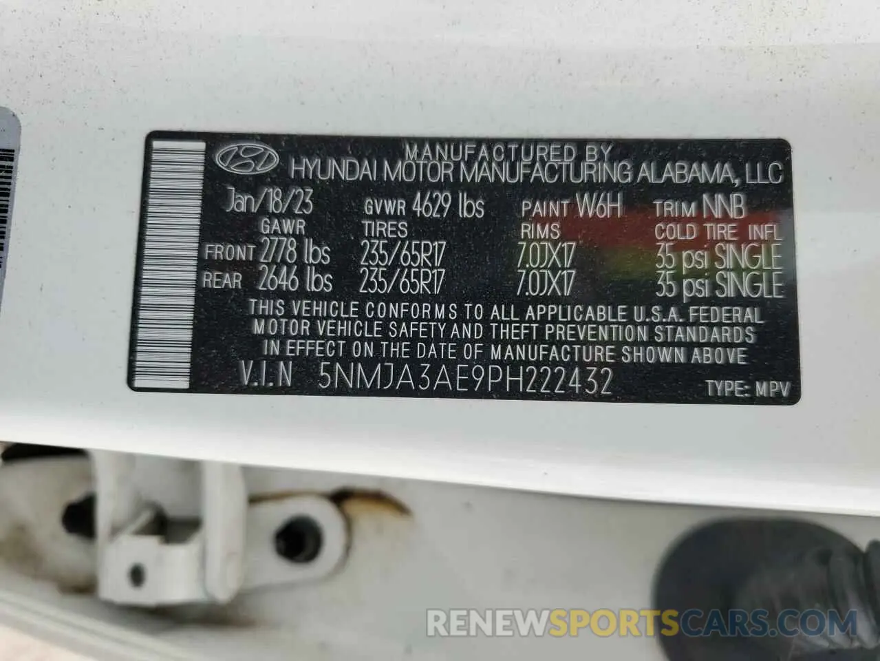 14 fotografías del automóvil dañado 5NMJA3AE9PH222432 HYUNDAI TUCSON 2023