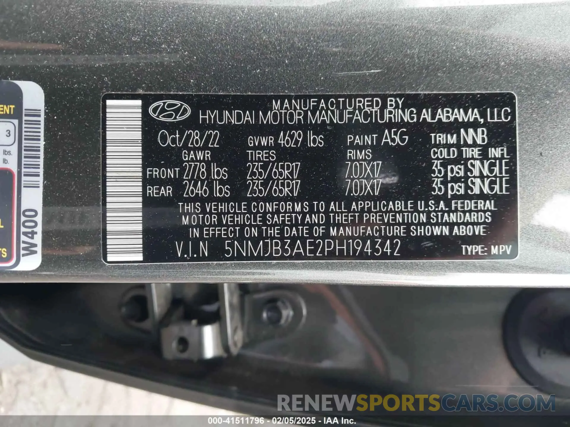 9 fotografías del automóvil dañado 5NMJB3AE2PH194342 HYUNDAI TUCSON 2023