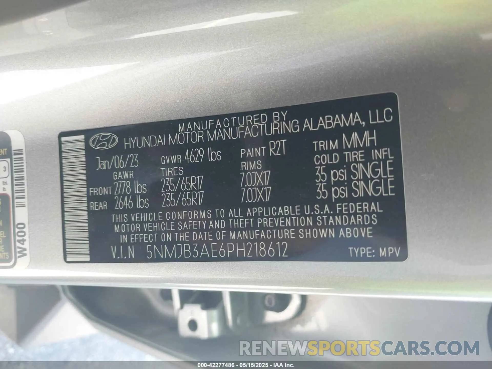 9 fotografías del automóvil dañado 5NMJB3AE6PH218612 HYUNDAI TUCSON 2023