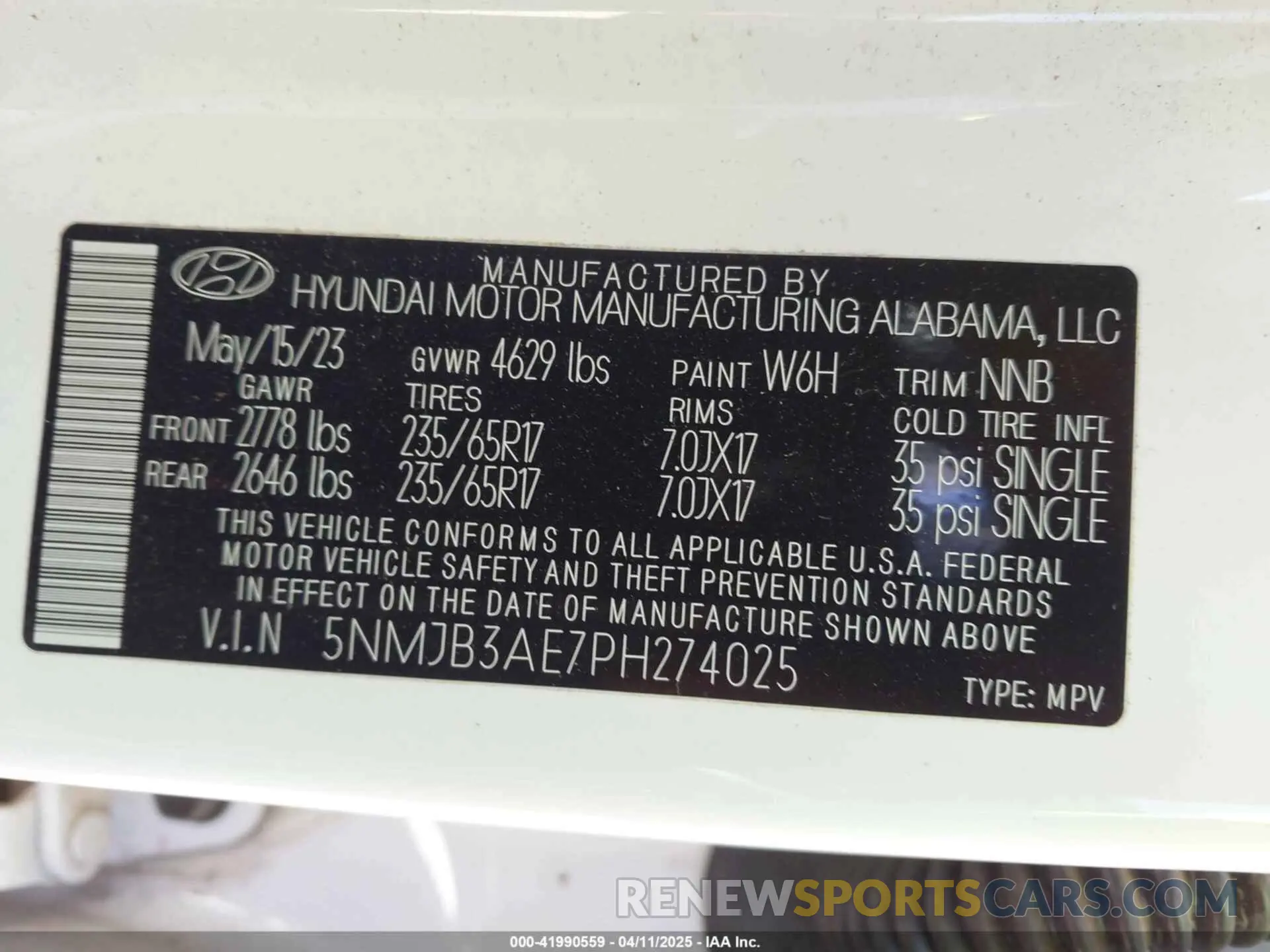 9 fotografías del automóvil dañado 5NMJB3AE7PH274025 HYUNDAI TUCSON 2023