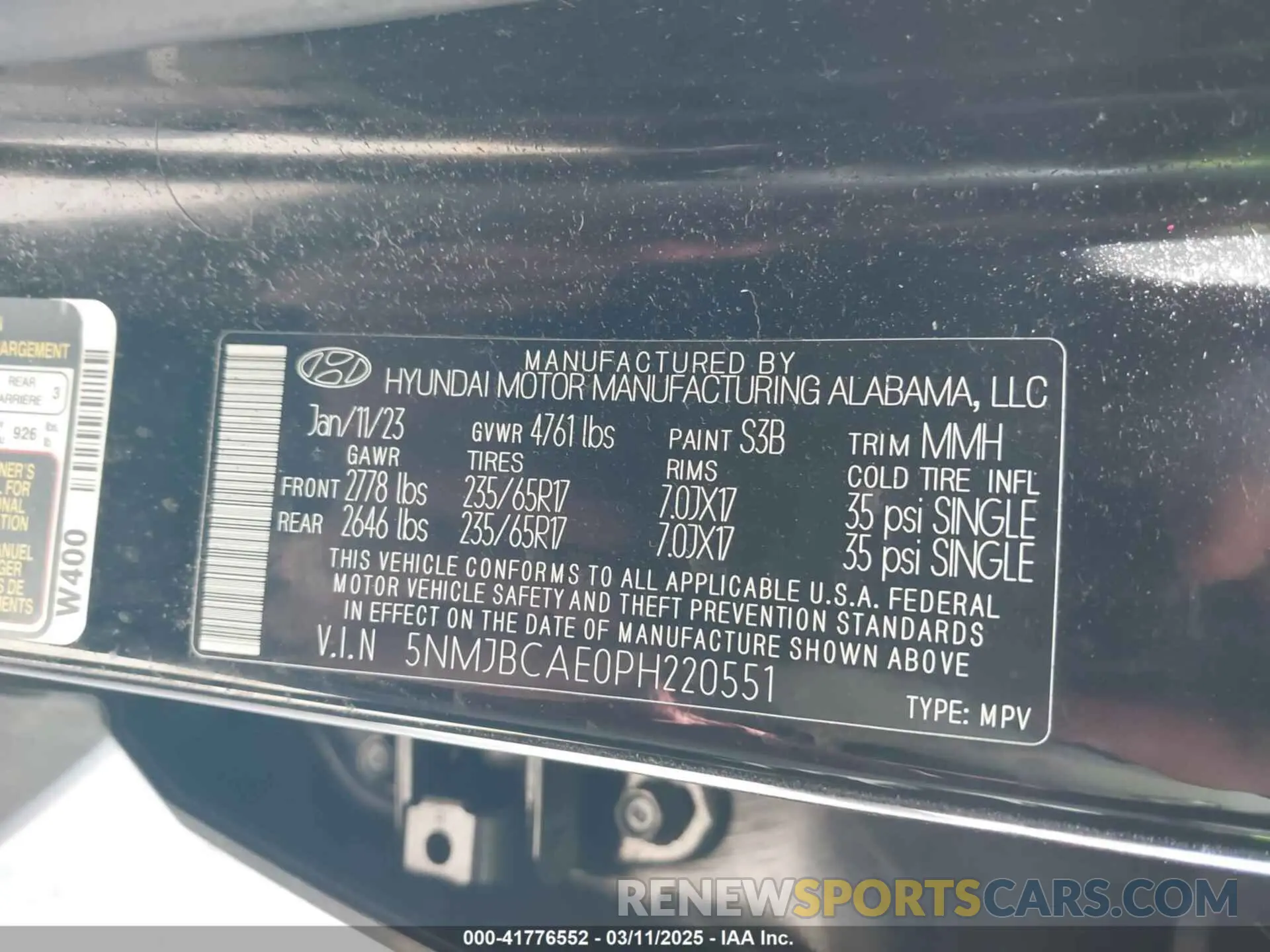 9 fotografías del automóvil dañado 5NMJBCAE0PH220551 HYUNDAI TUCSON 2023