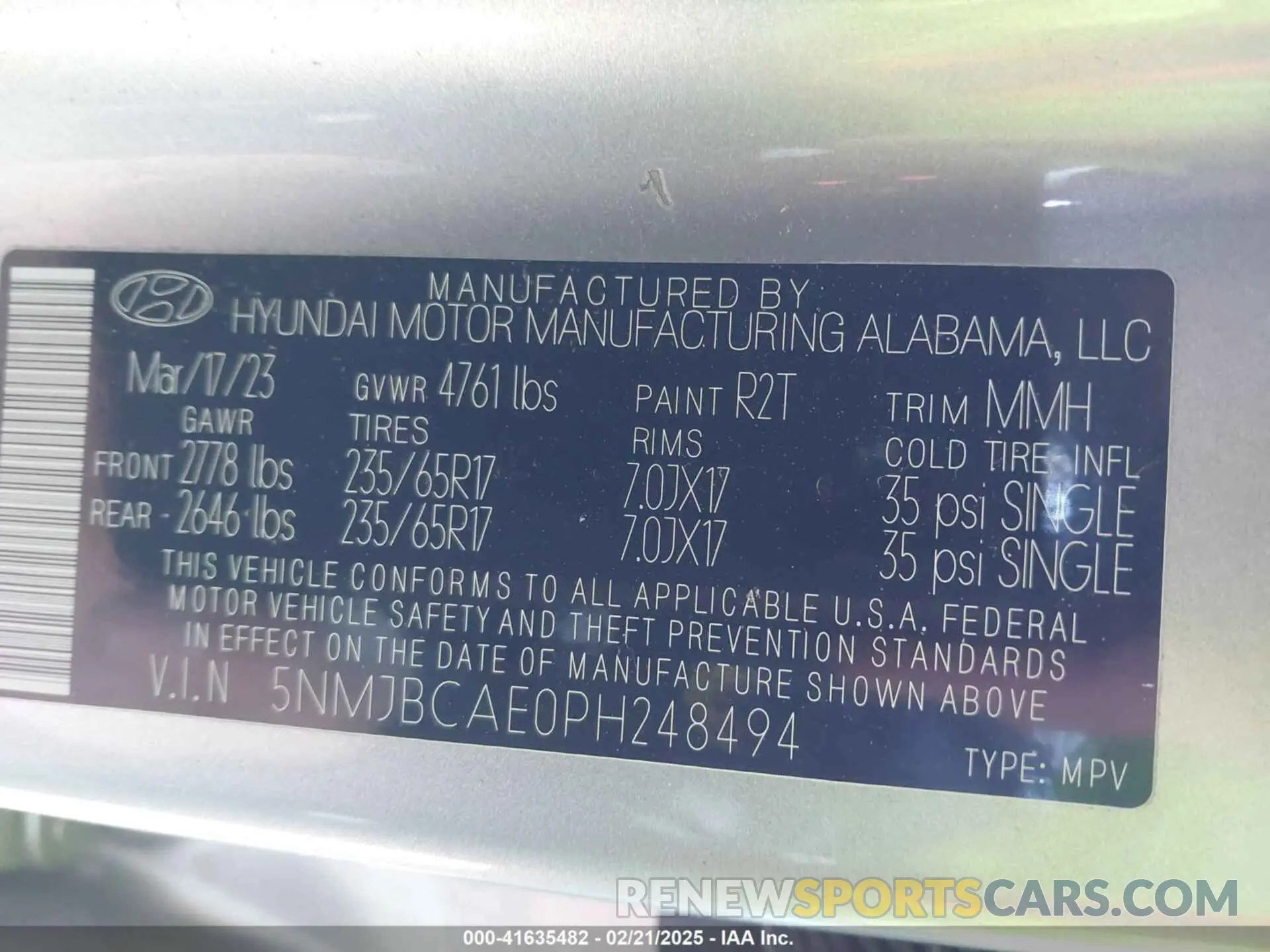 9 fotografías del automóvil dañado 5NMJBCAE0PH248494 HYUNDAI TUCSON 2023