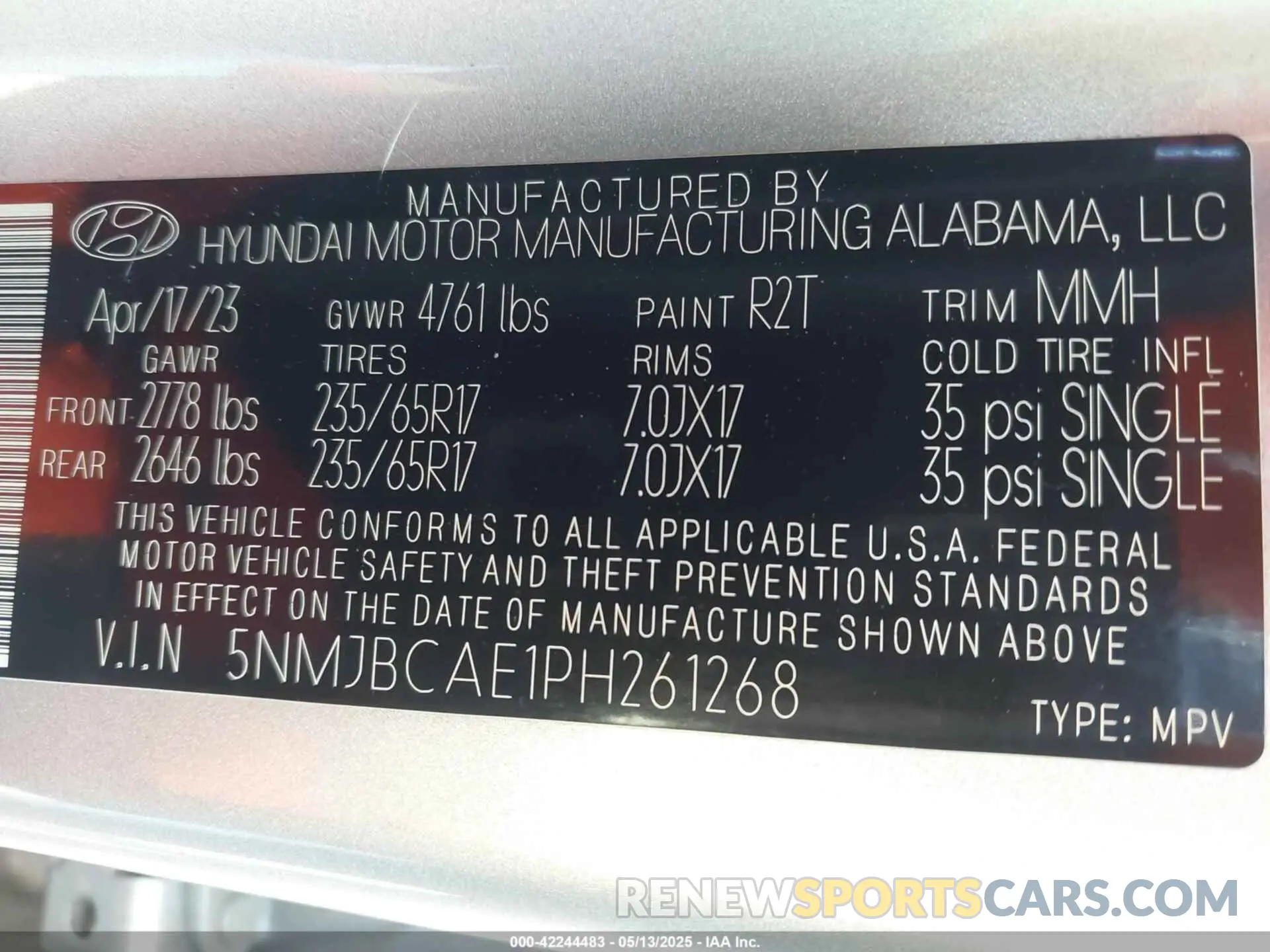 9 fotografías del automóvil dañado 5NMJBCAE1PH261268 HYUNDAI TUCSON 2023