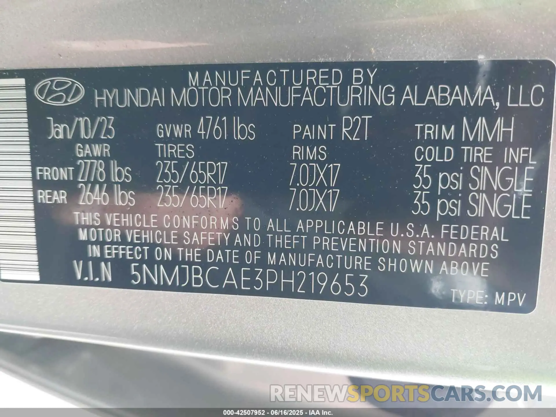 9 fotografías del automóvil dañado 5NMJBCAE3PH219653 HYUNDAI TUCSON 2023
