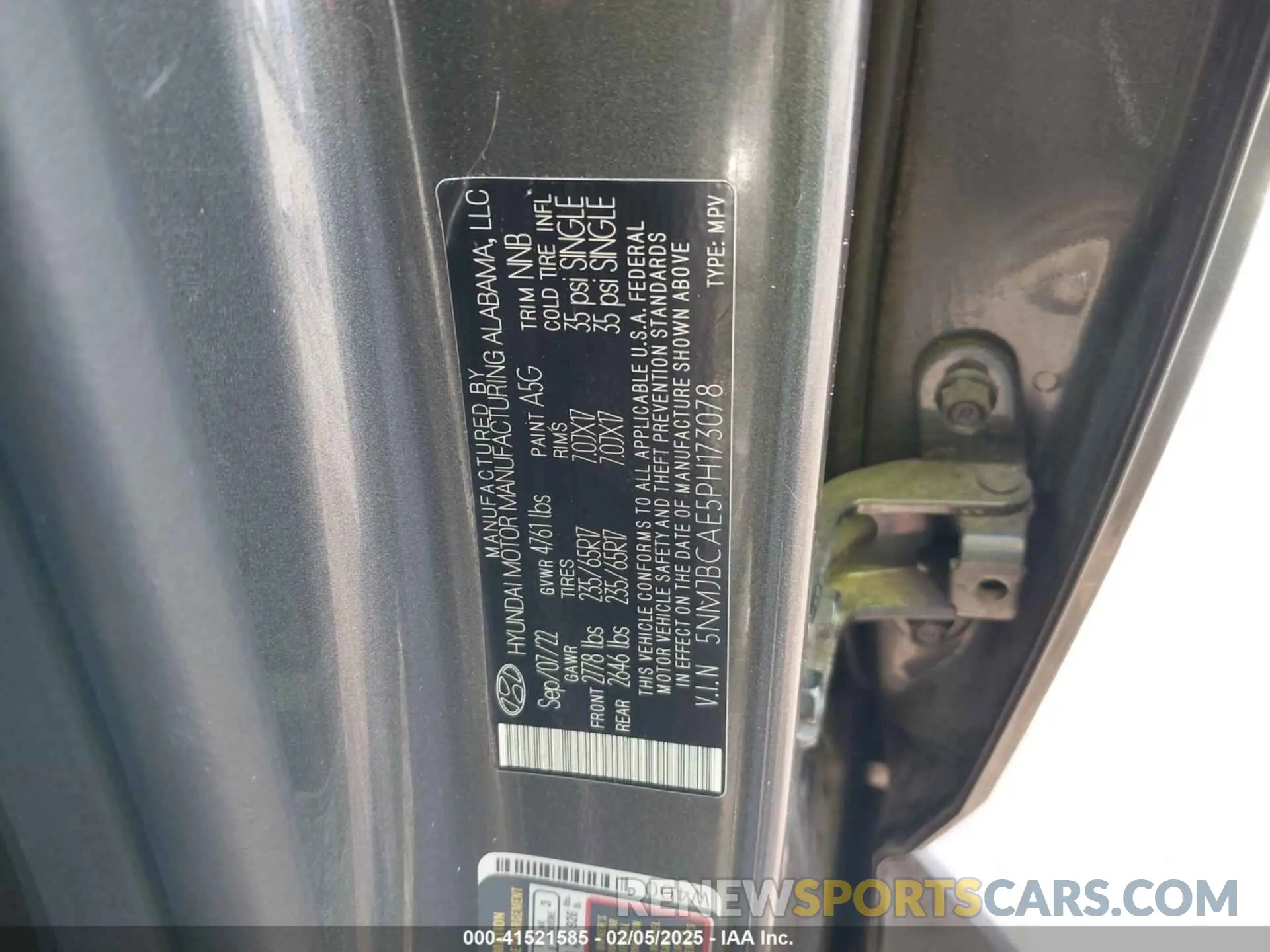 9 fotografías del automóvil dañado 5NMJBCAE5PH173078 HYUNDAI TUCSON 2023