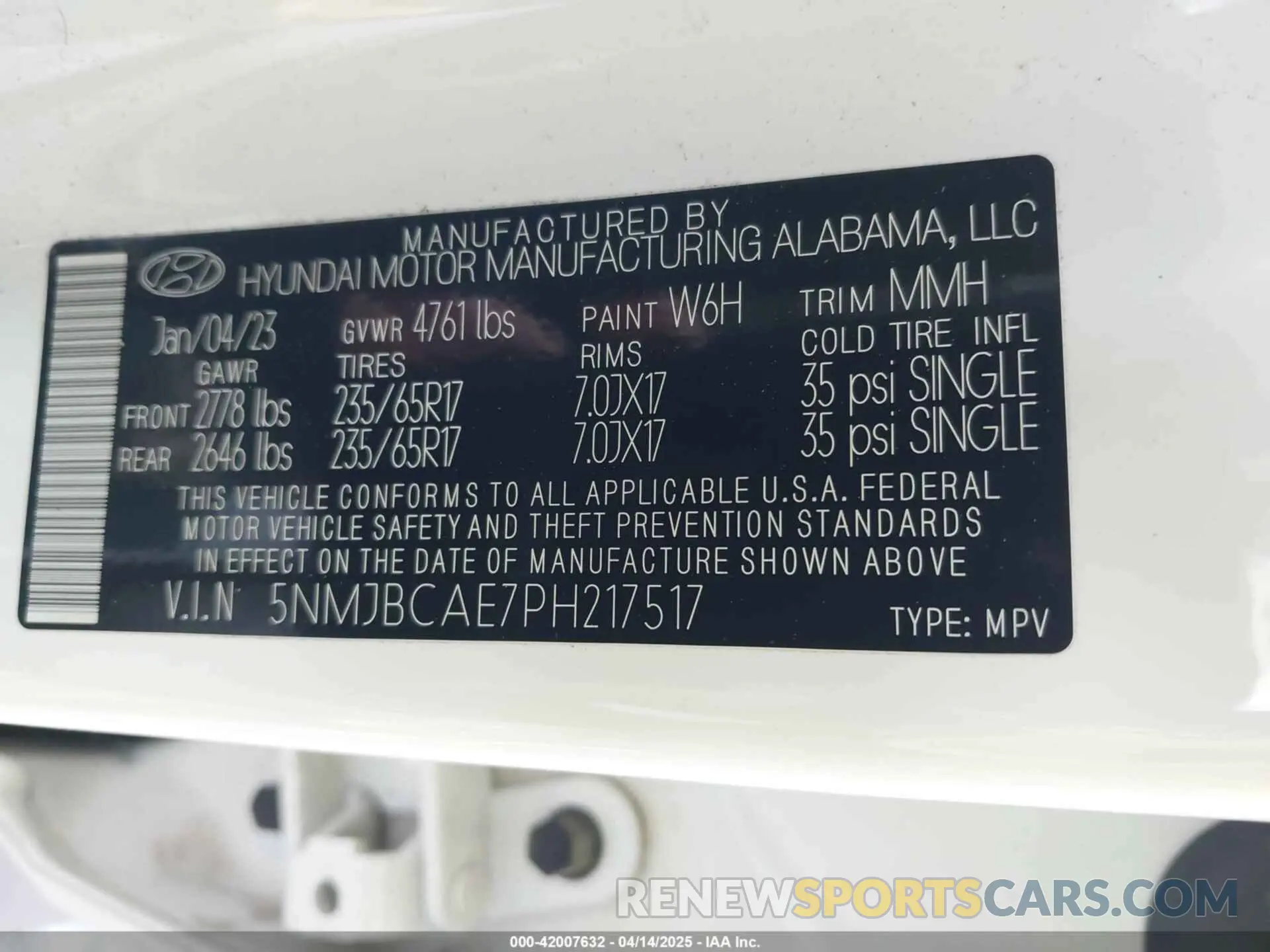9 fotografías del automóvil dañado 5NMJBCAE7PH217517 HYUNDAI TUCSON 2023