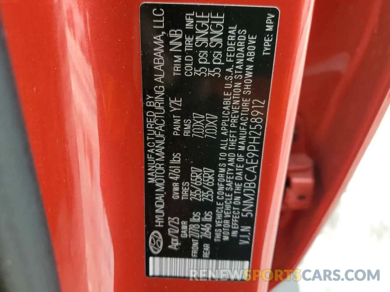 13 fotografías del automóvil dañado 5NMJBCAE9PH258912 HYUNDAI TUCSON 2023