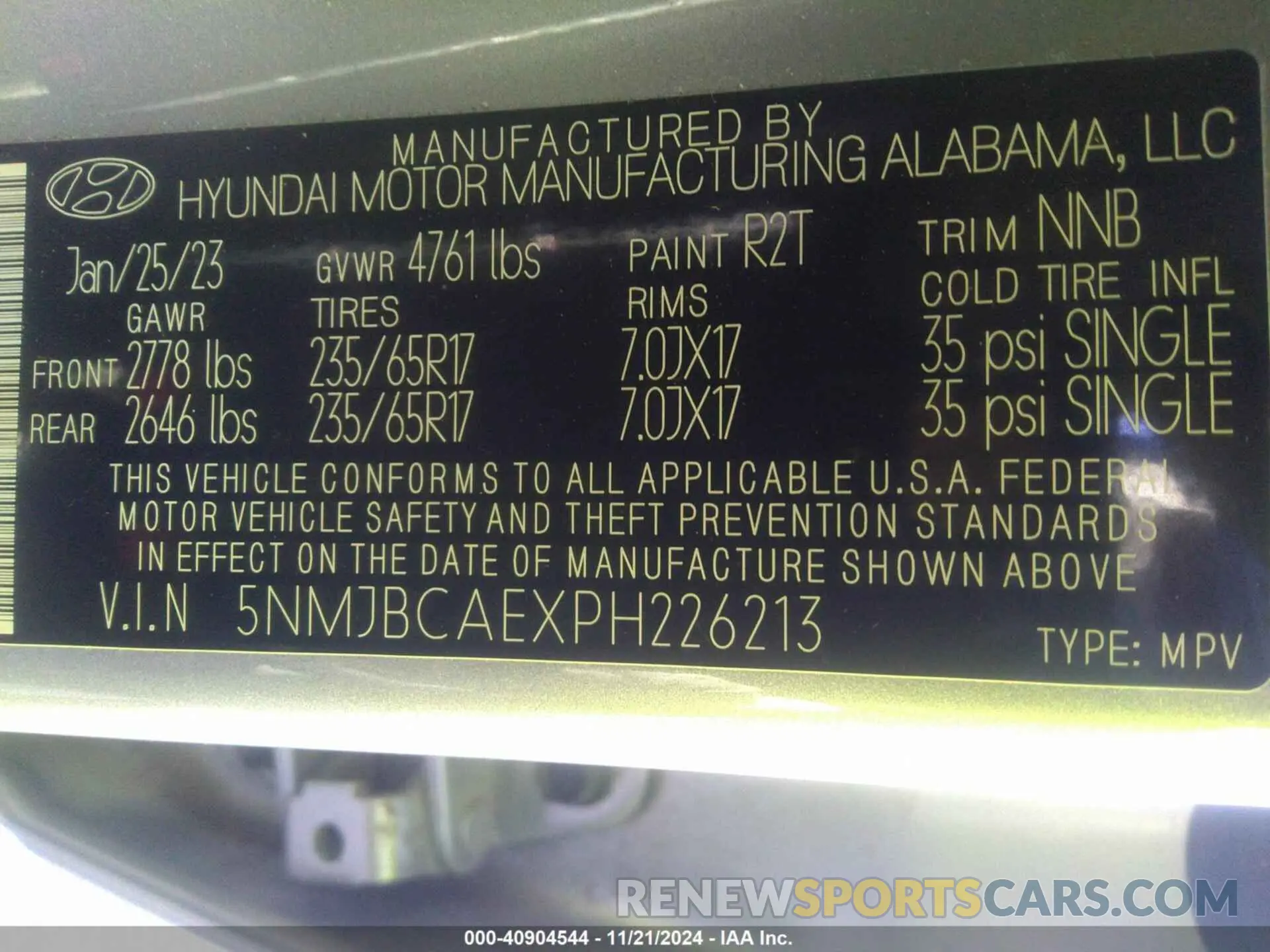 9 fotografías del automóvil dañado 5NMJBCAEXPH226213 HYUNDAI TUCSON 2023