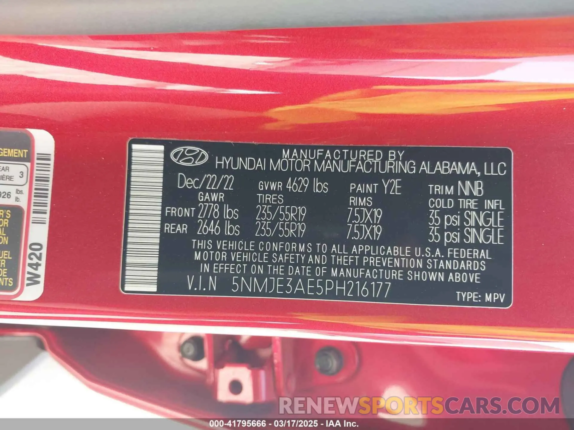 9 fotografías del automóvil dañado 5NMJE3AE5PH216177 HYUNDAI TUCSON 2023