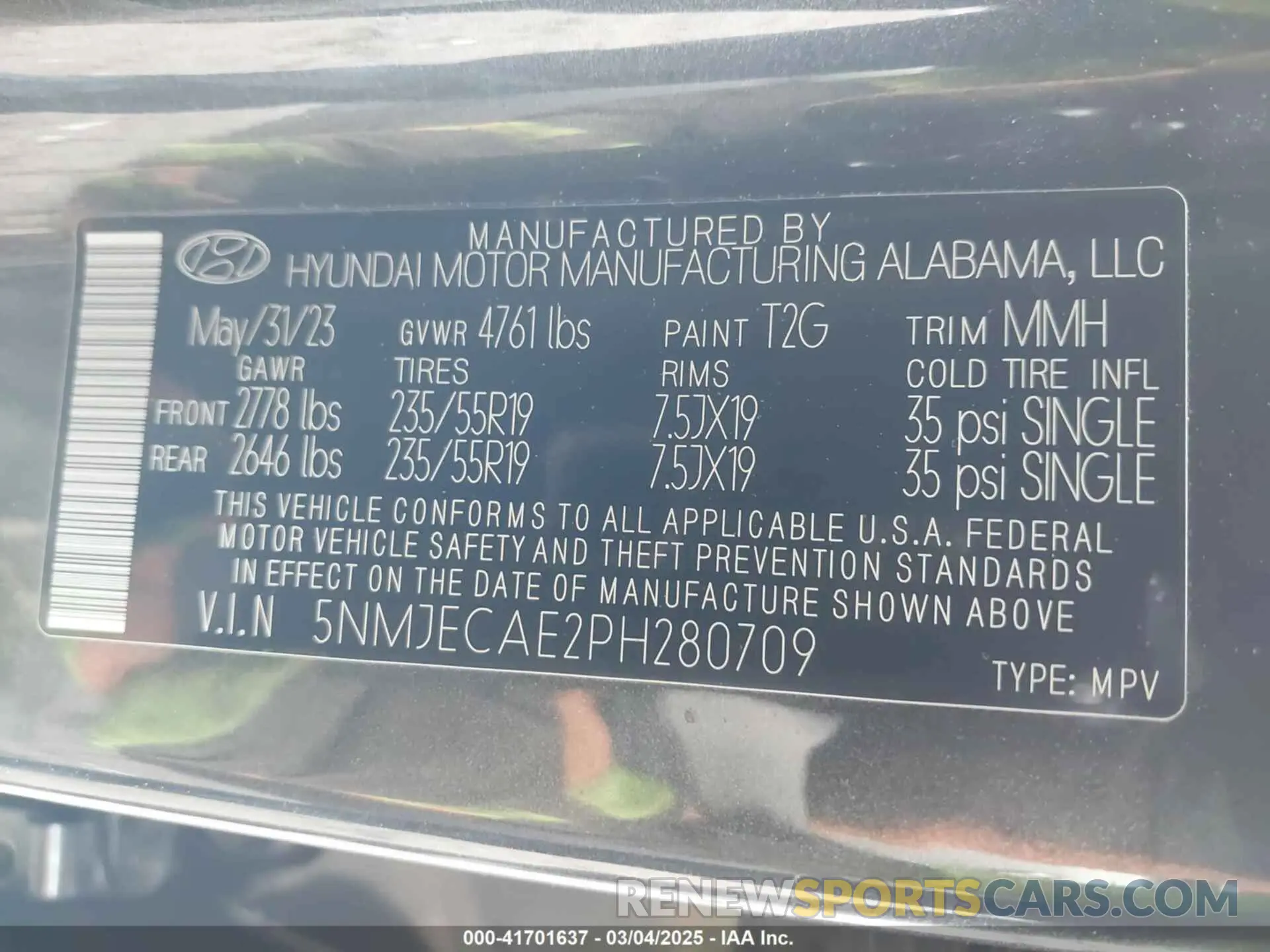 9 fotografías del automóvil dañado 5NMJECAE2PH280709 HYUNDAI TUCSON 2023