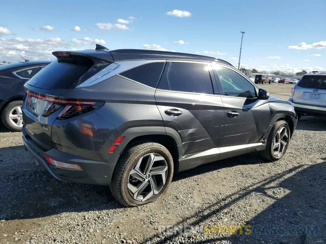 3 fotografías del automóvil dañado 5NMJECAE4PH241507 HYUNDAI TUCSON 2023