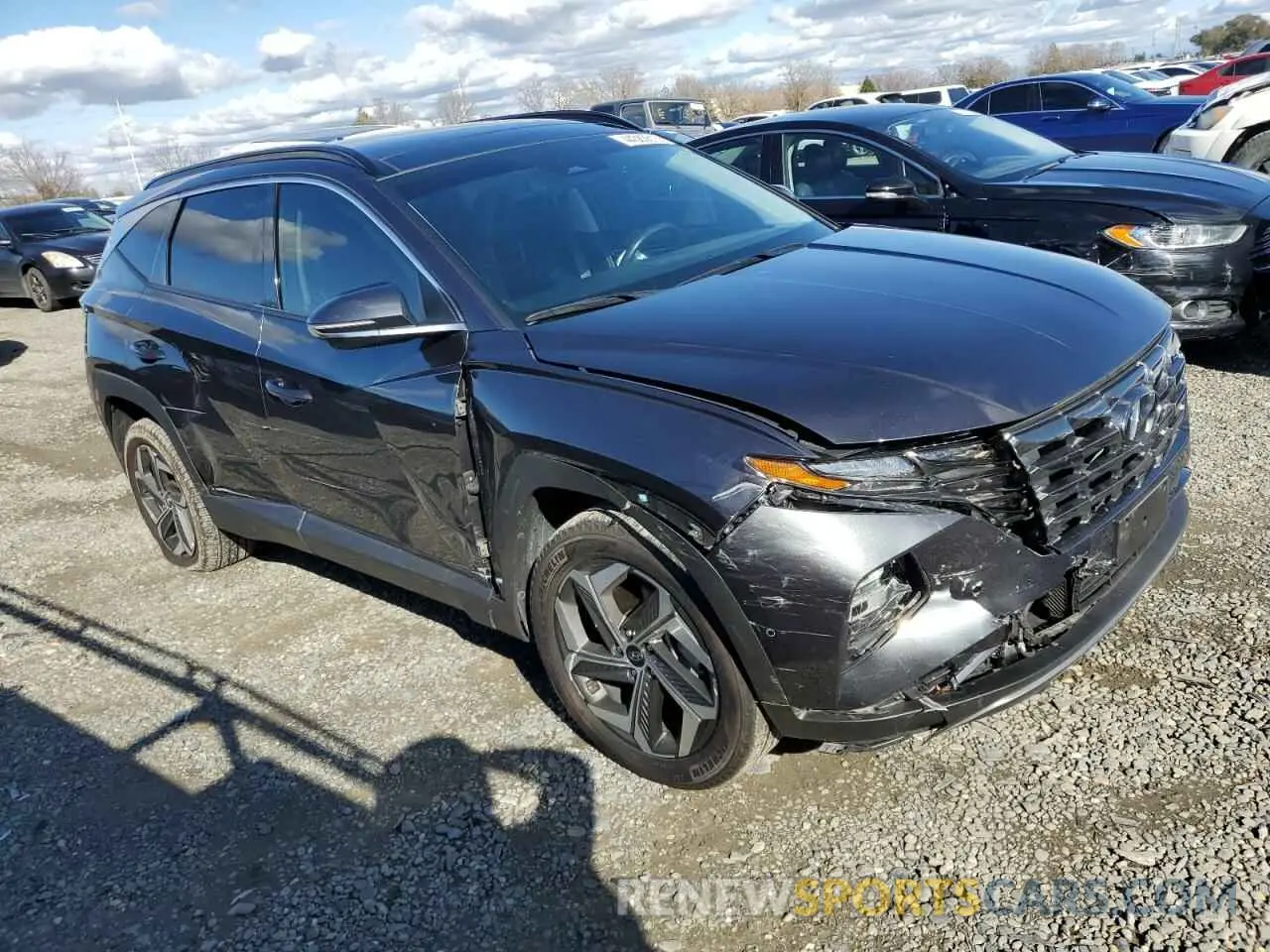 4 fotografías del automóvil dañado 5NMJECAE4PH241507 HYUNDAI TUCSON 2023