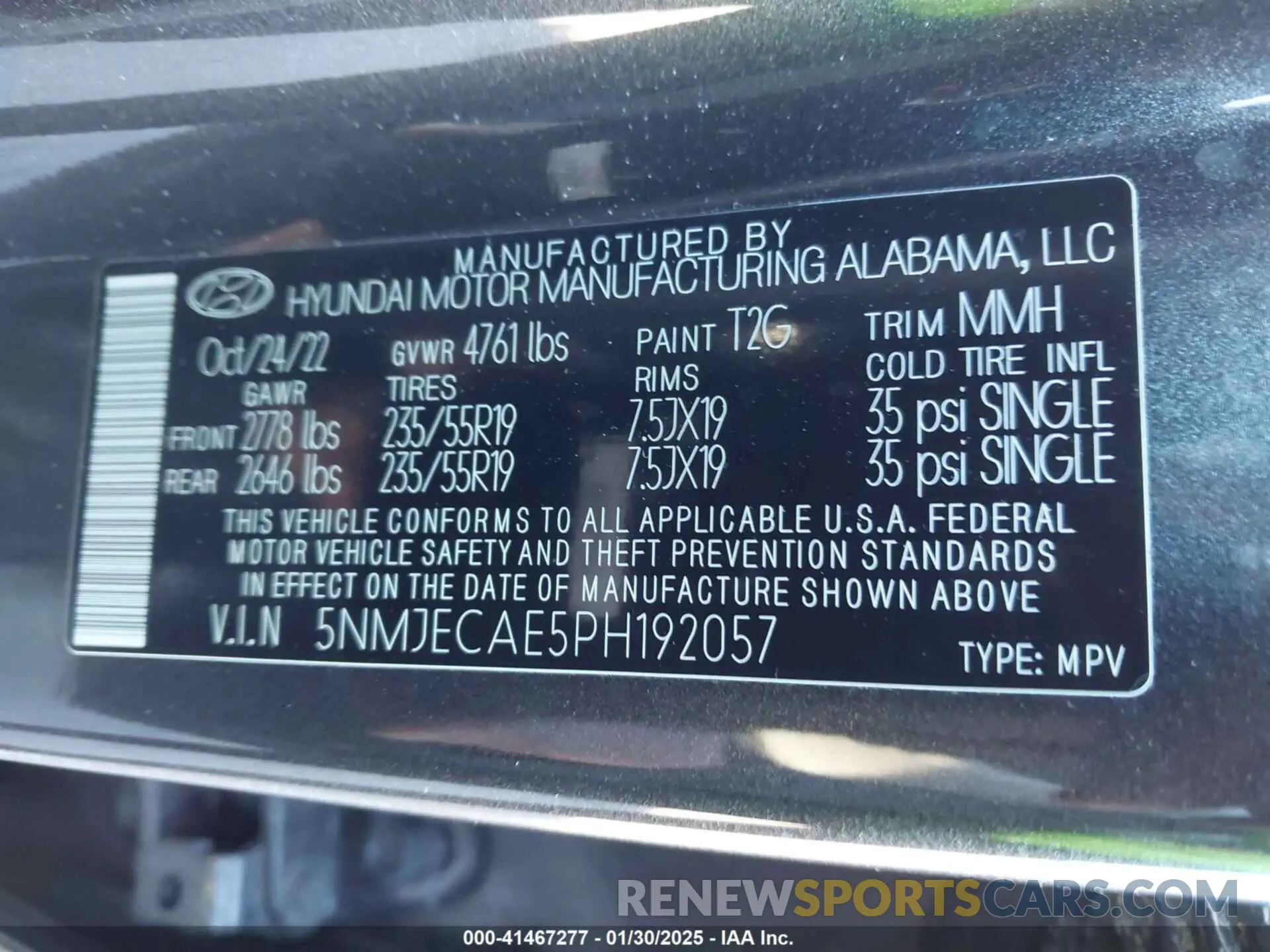9 fotografías del automóvil dañado 5NMJECAE5PH192057 HYUNDAI TUCSON 2023