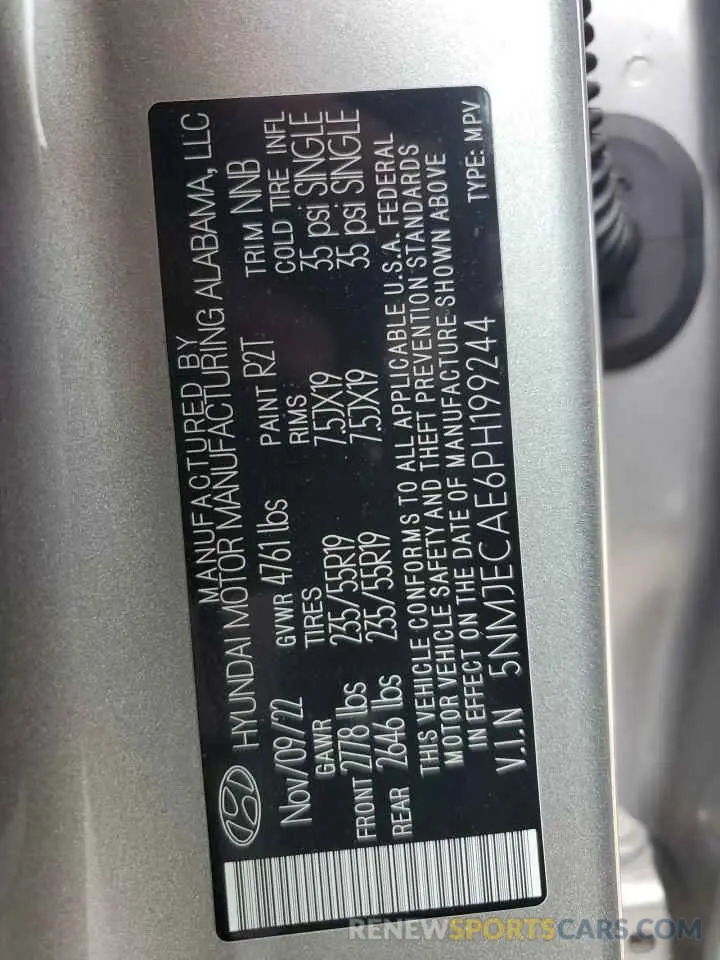 14 fotografías del automóvil dañado 5NMJECAE6PH199244 HYUNDAI TUCSON 2023
