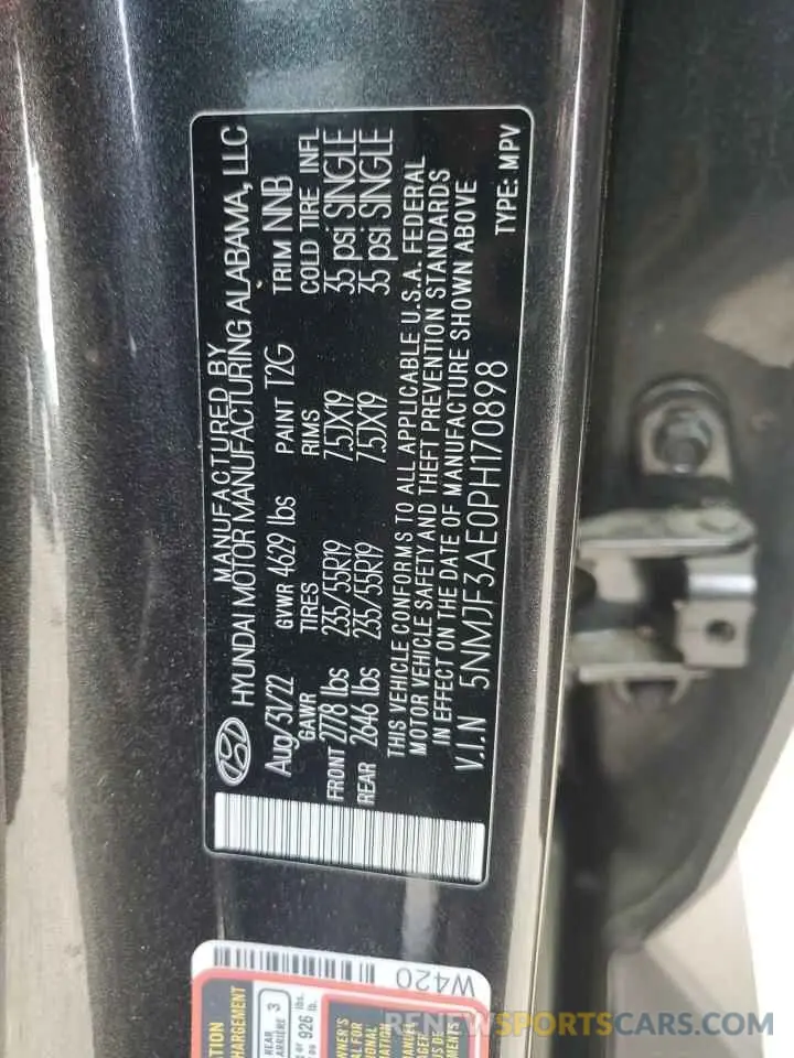 12 fotografías del automóvil dañado 5NMJF3AE0PH170898 HYUNDAI TUCSON 2023