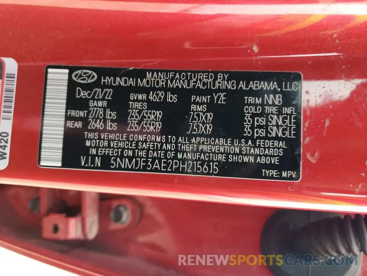 13 fotografías del automóvil dañado 5NMJF3AE2PH215615 HYUNDAI TUCSON 2023