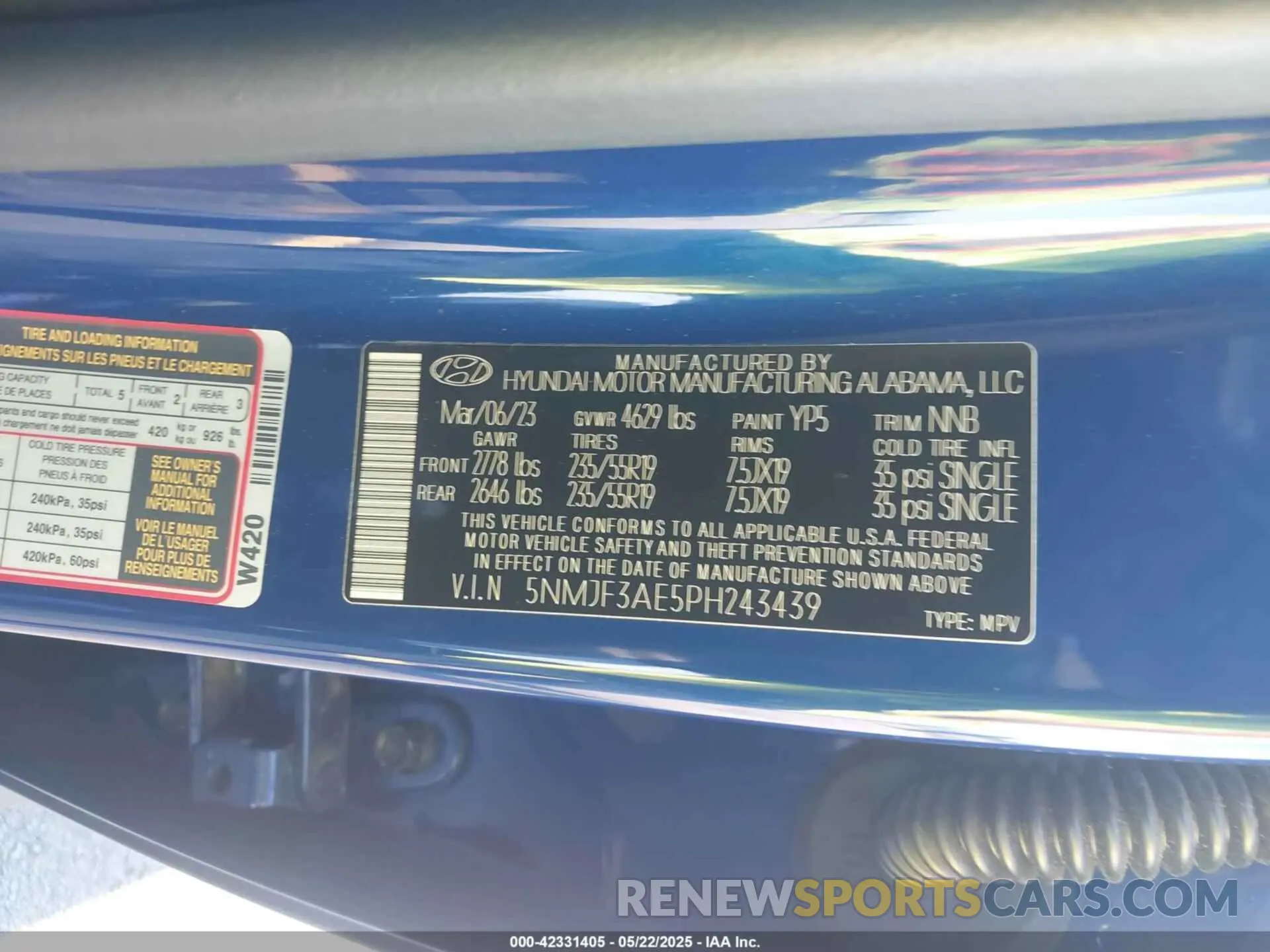 9 fotografías del automóvil dañado 5NMJF3AE5PH243439 HYUNDAI TUCSON 2023