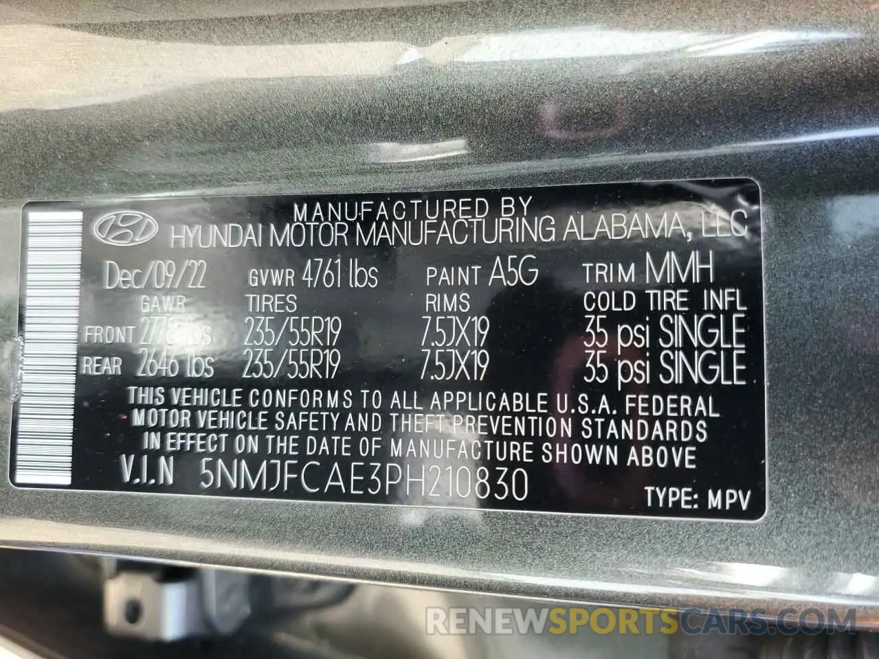13 fotografías del automóvil dañado 5NMJFCAE3PH210830 HYUNDAI TUCSON 2023