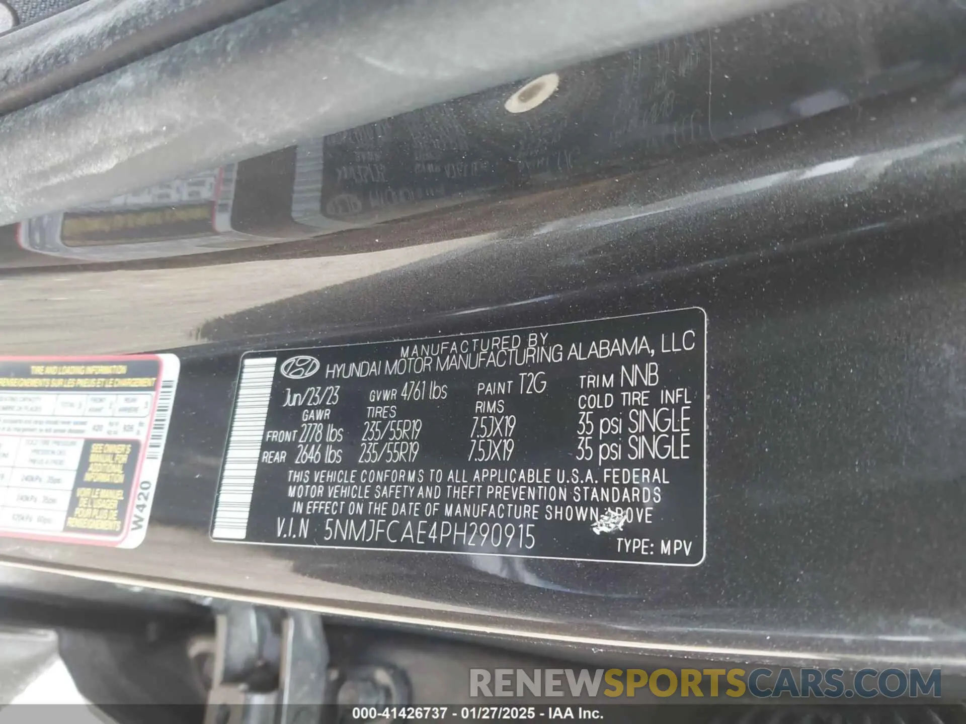 9 fotografías del automóvil dañado 5NMJFCAE4PH290915 HYUNDAI TUCSON 2023