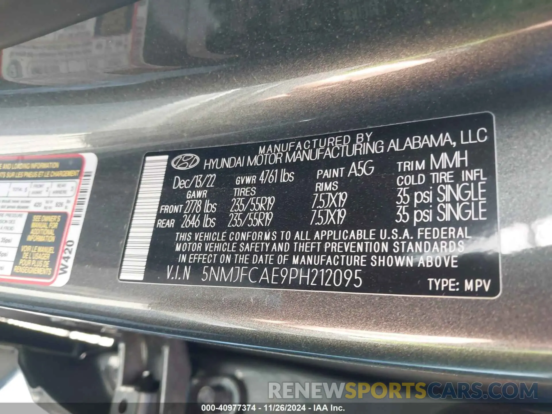 9 fotografías del automóvil dañado 5NMJFCAE9PH212095 HYUNDAI TUCSON 2023